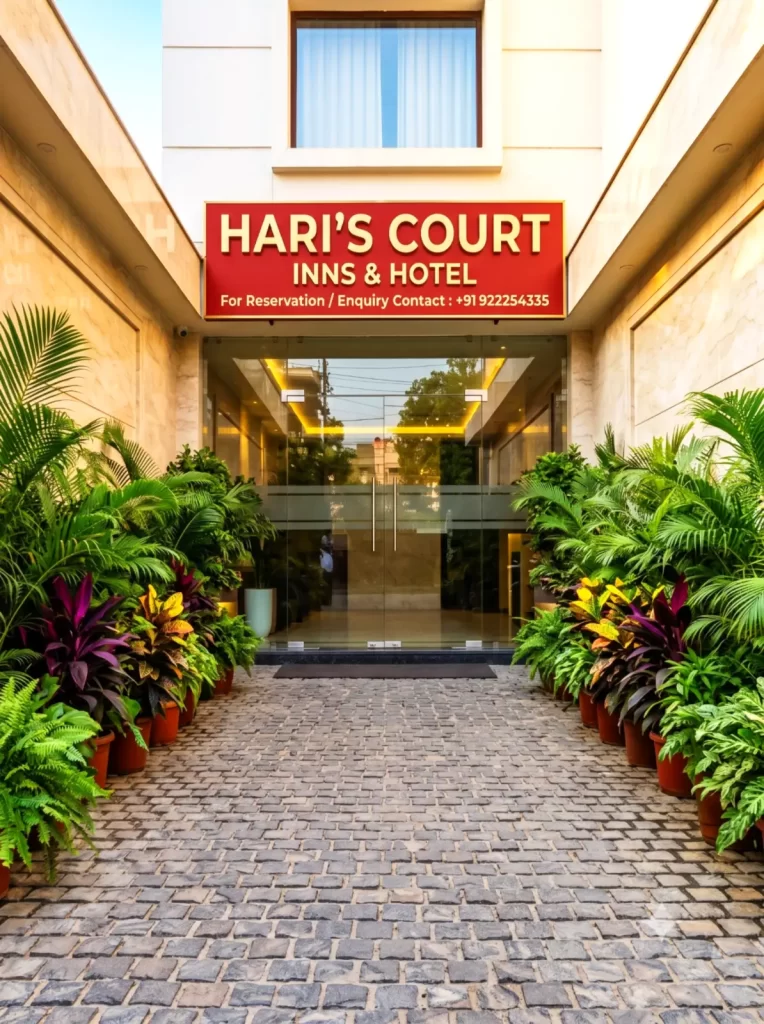 haris court inns and hotel front view with premium look | Hari's Court